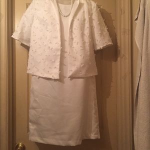 White dress with short sleeve butterfly jacket